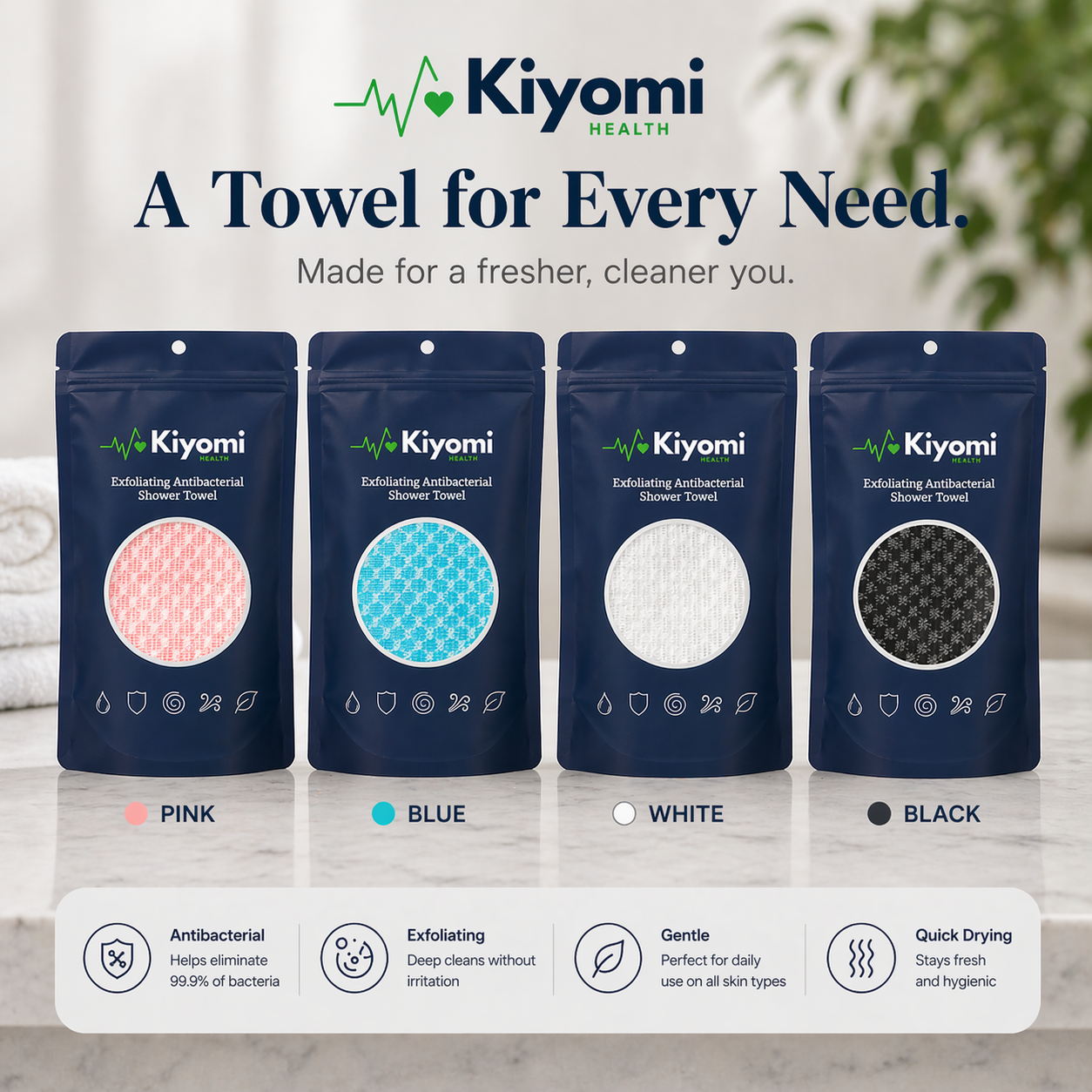 Toalla de ducha exfoliante antibacteriana