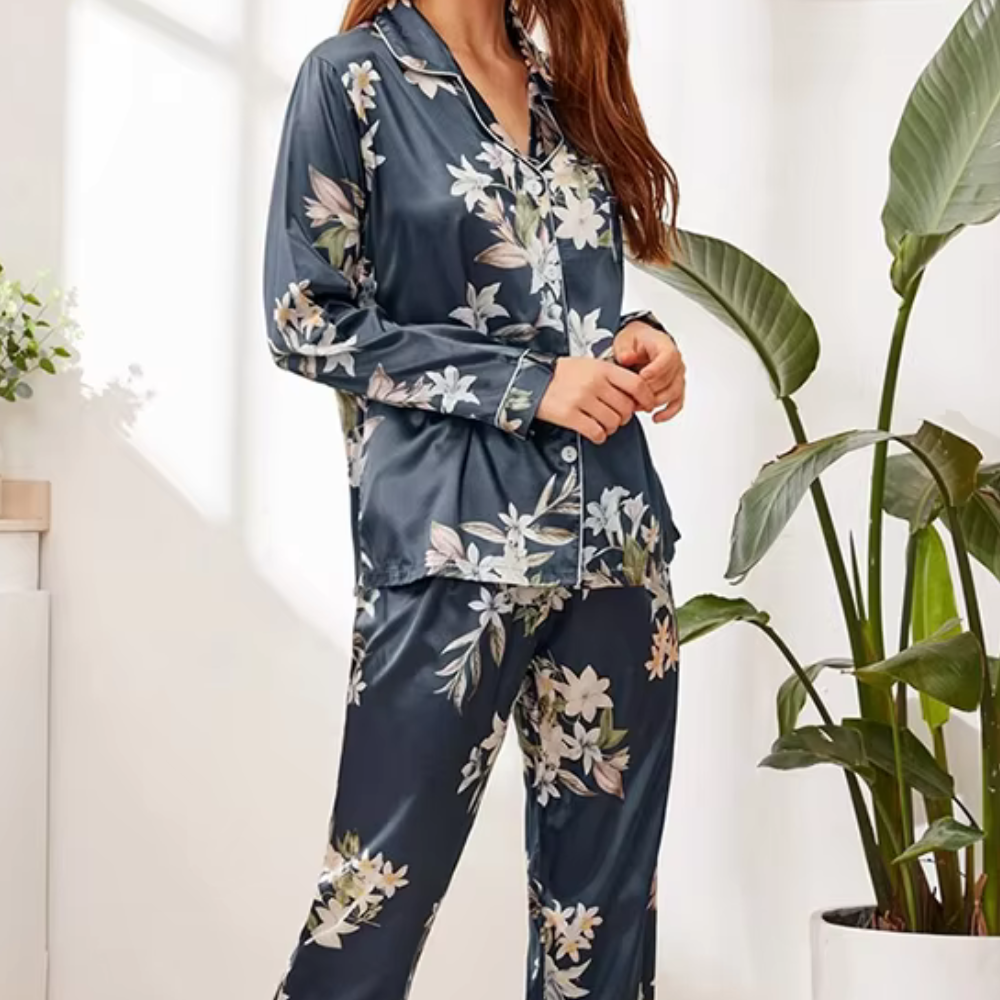 Floral Print PJ Silk Set