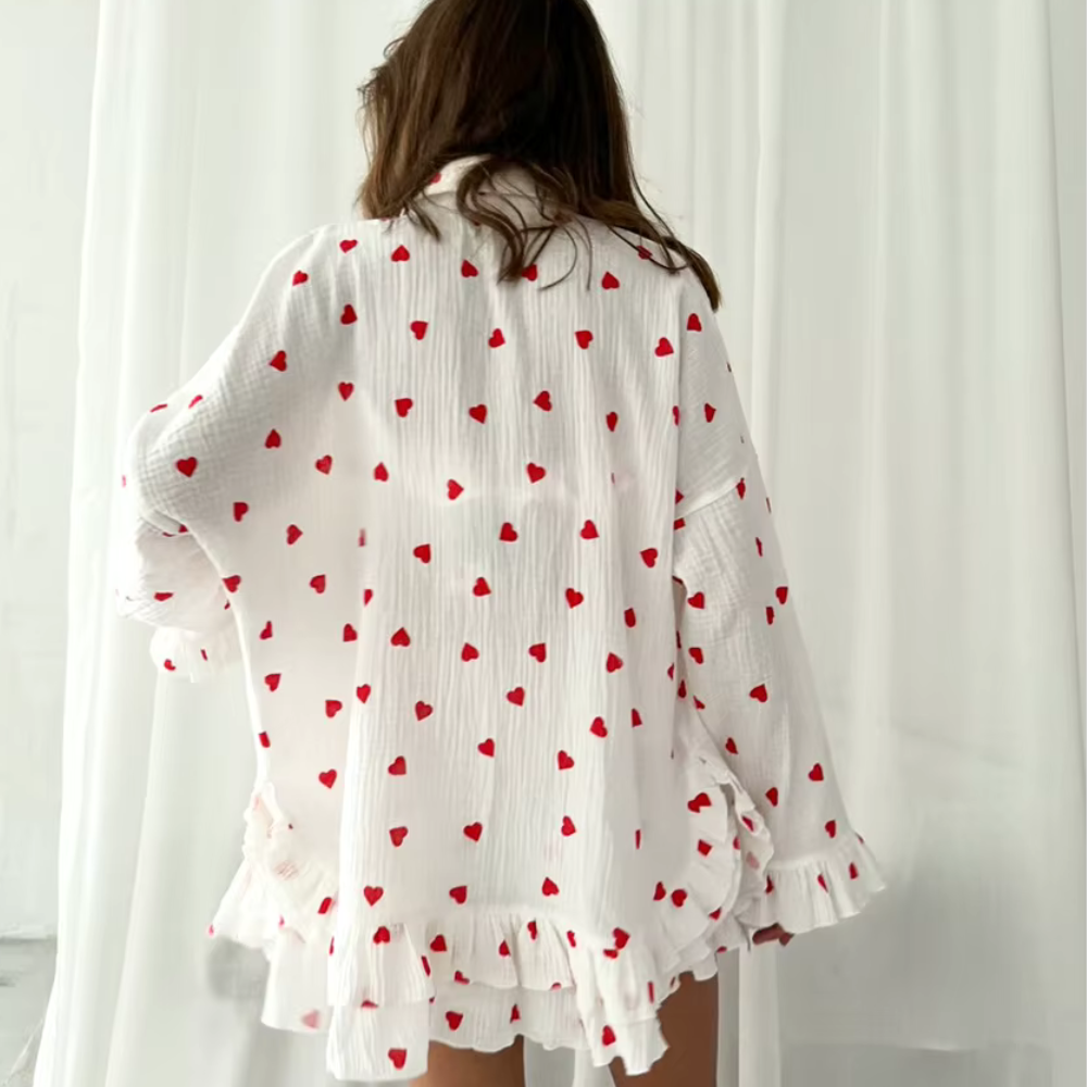 3 Piece Cotton Heart Sleepwear Set