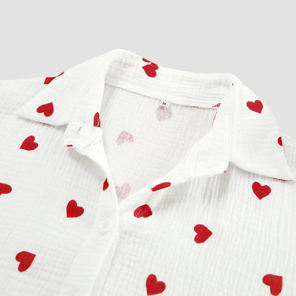 3 Piece Cotton Heart Sleepwear Set