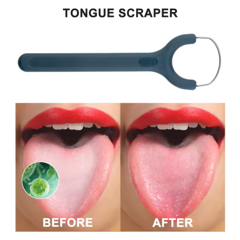 Premium Stainless-Steel & Silicone Tongue Scraper – Fresh Breath, Cleaner Mouth
