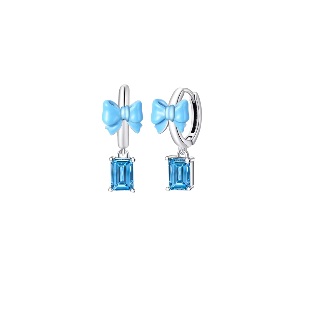 Blue Bow Diamond Earrings