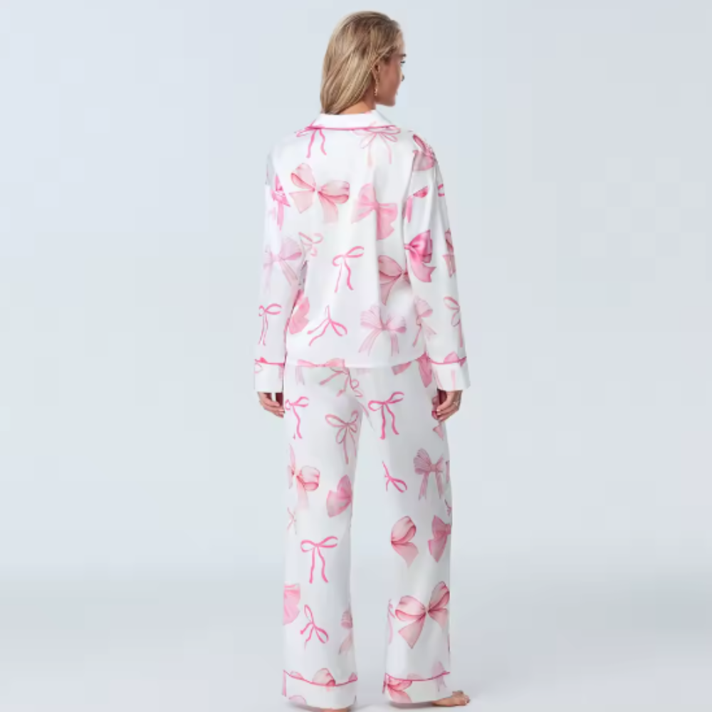 Bow Print Long Sleeve PJ Set