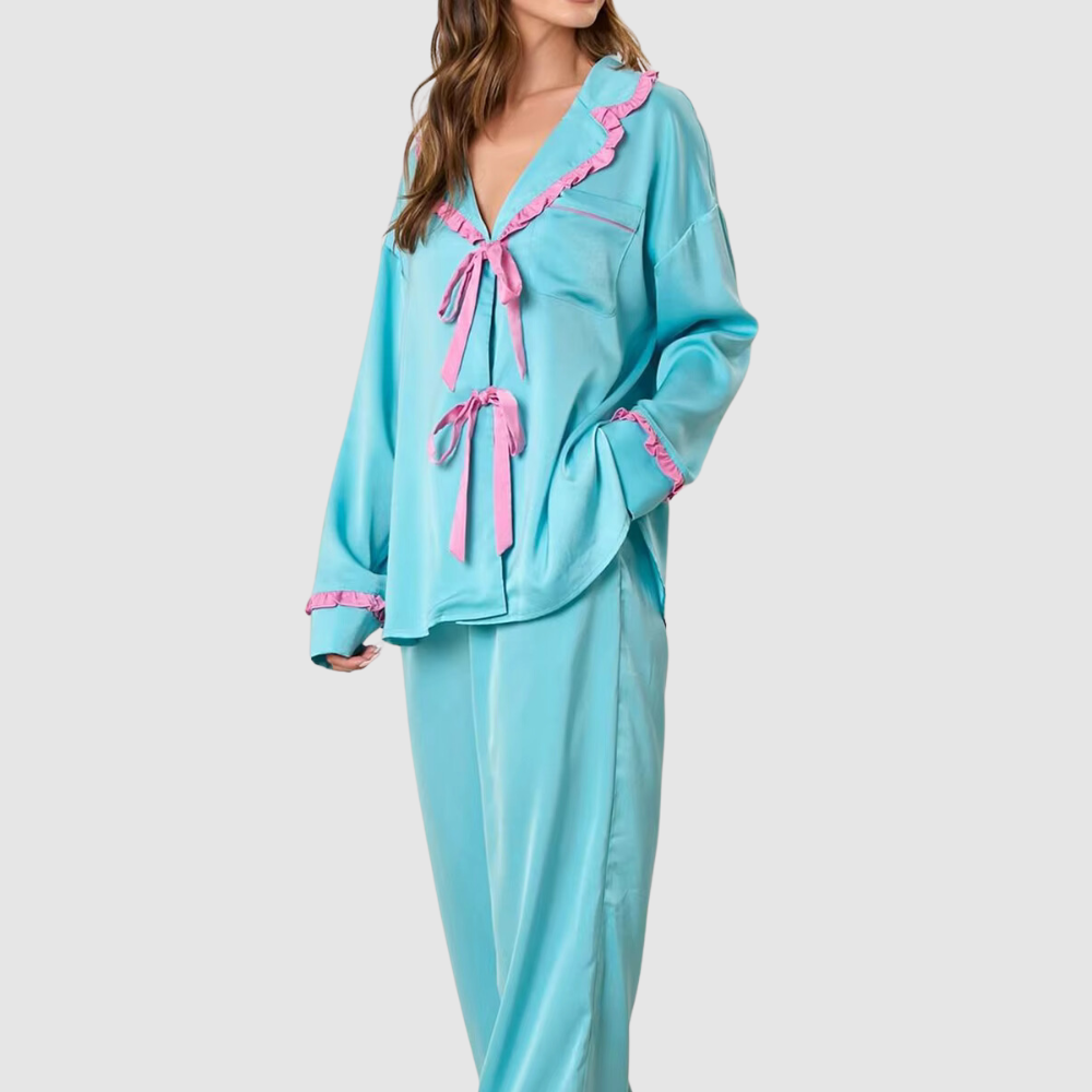 Bow Tie Chemise PJ Set