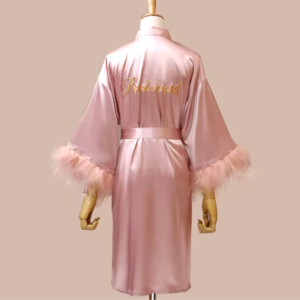 Bridesmaid Robe with Mini Slip Dress