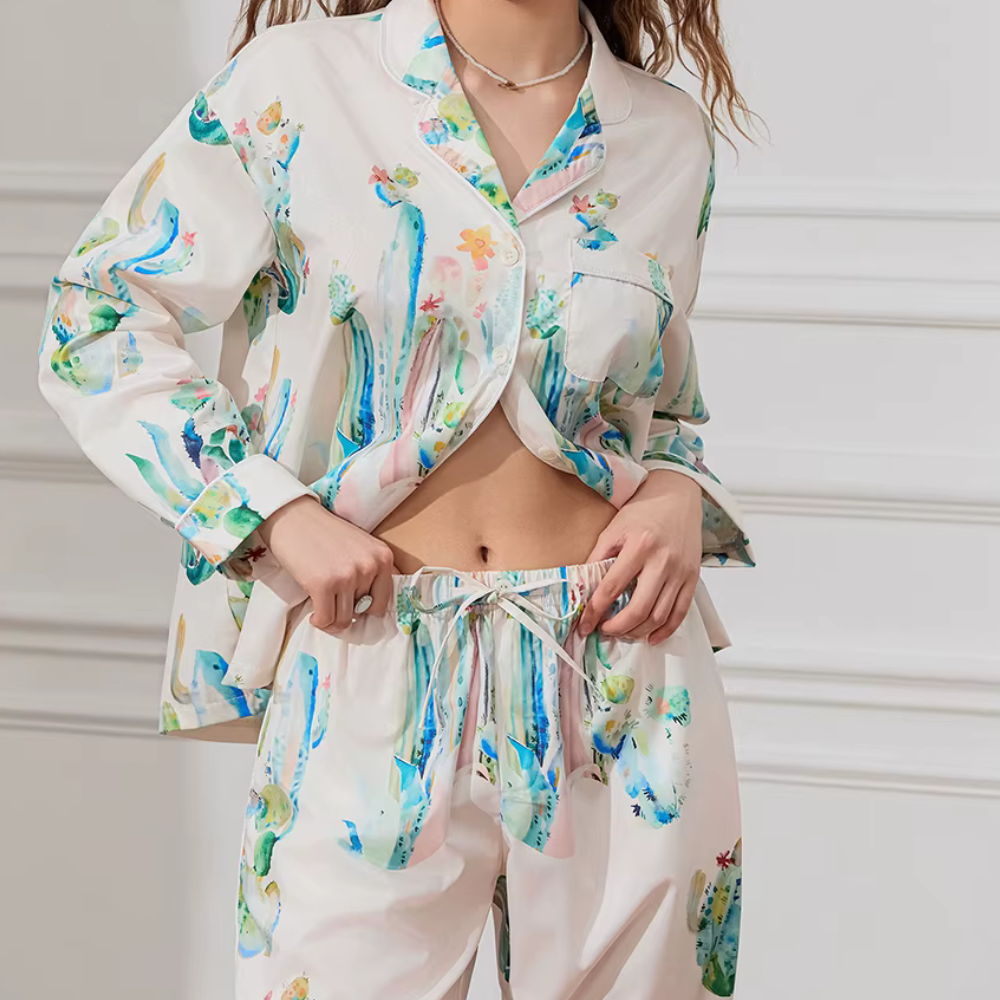 Cactus Print Long Sleeve PJ Set