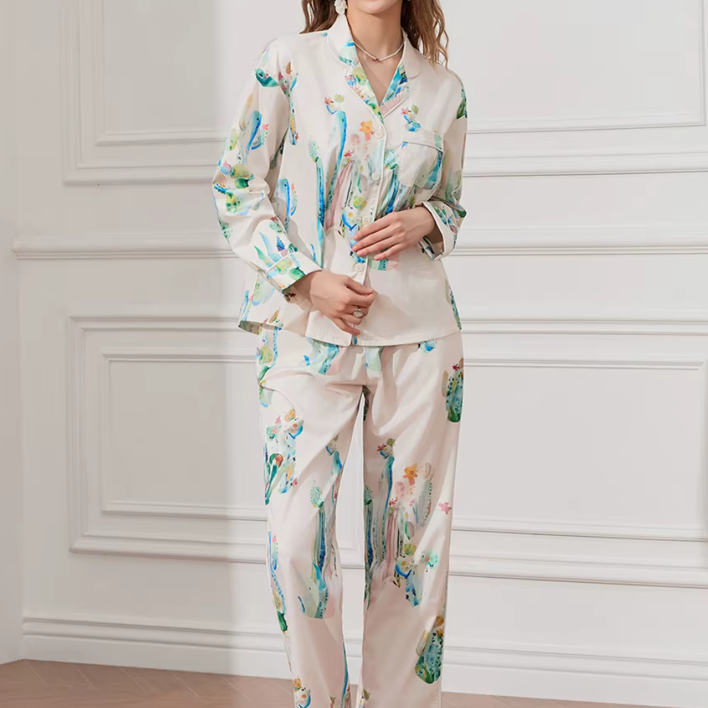 Cactus Print Long Sleeve PJ Set