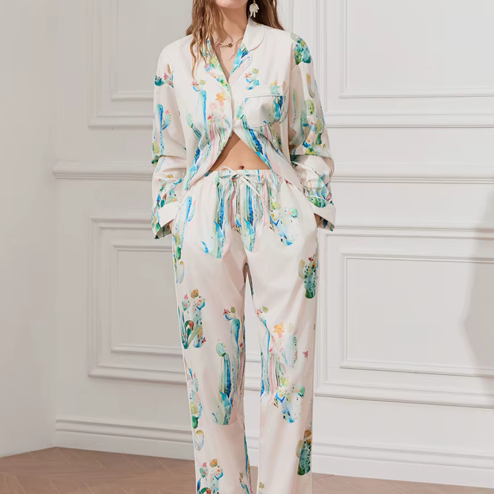 Cactus Print Long Sleeve PJ Set