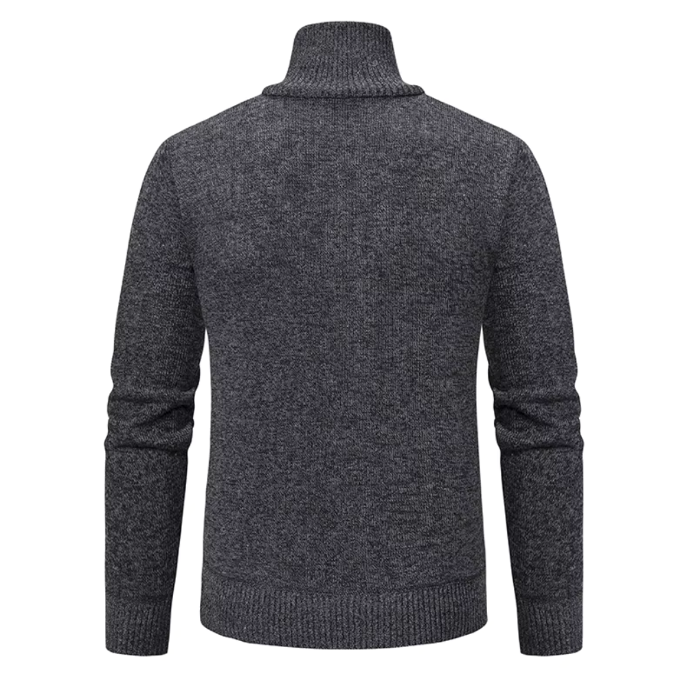 V-Neck Zip Cashmere Collar Sweater for Men