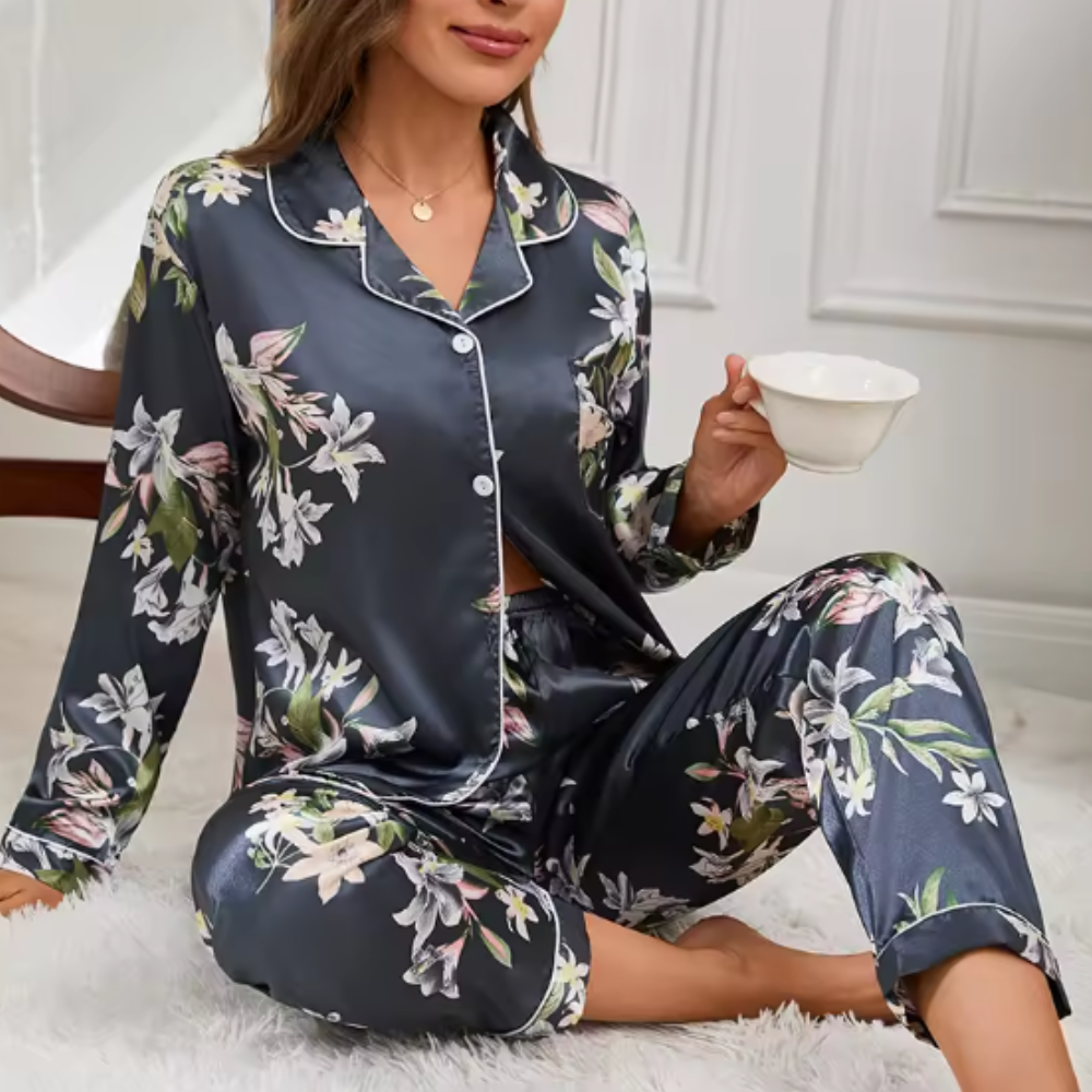 Floral Print PJ Silk Set