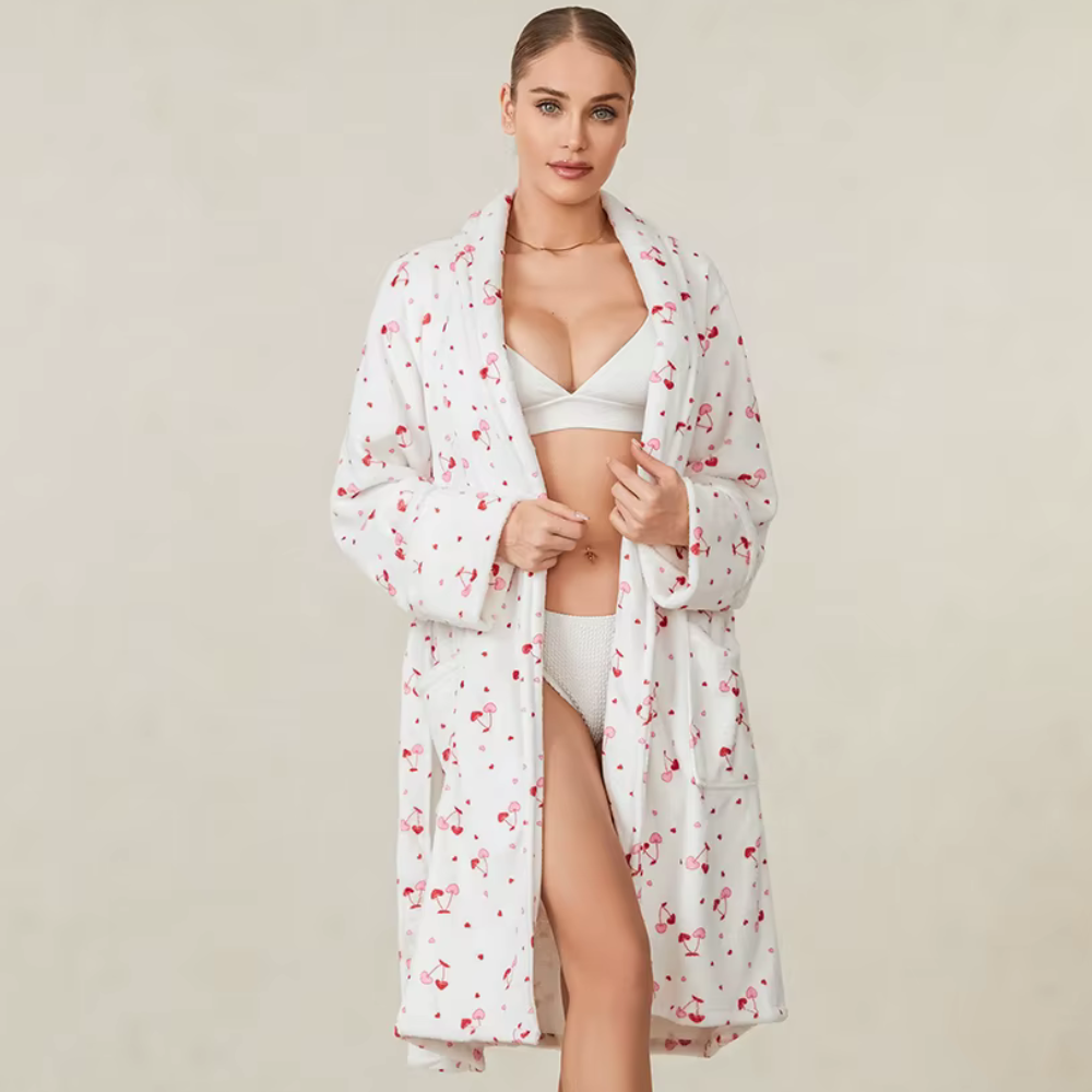 Cherry Hearts Plush Robe