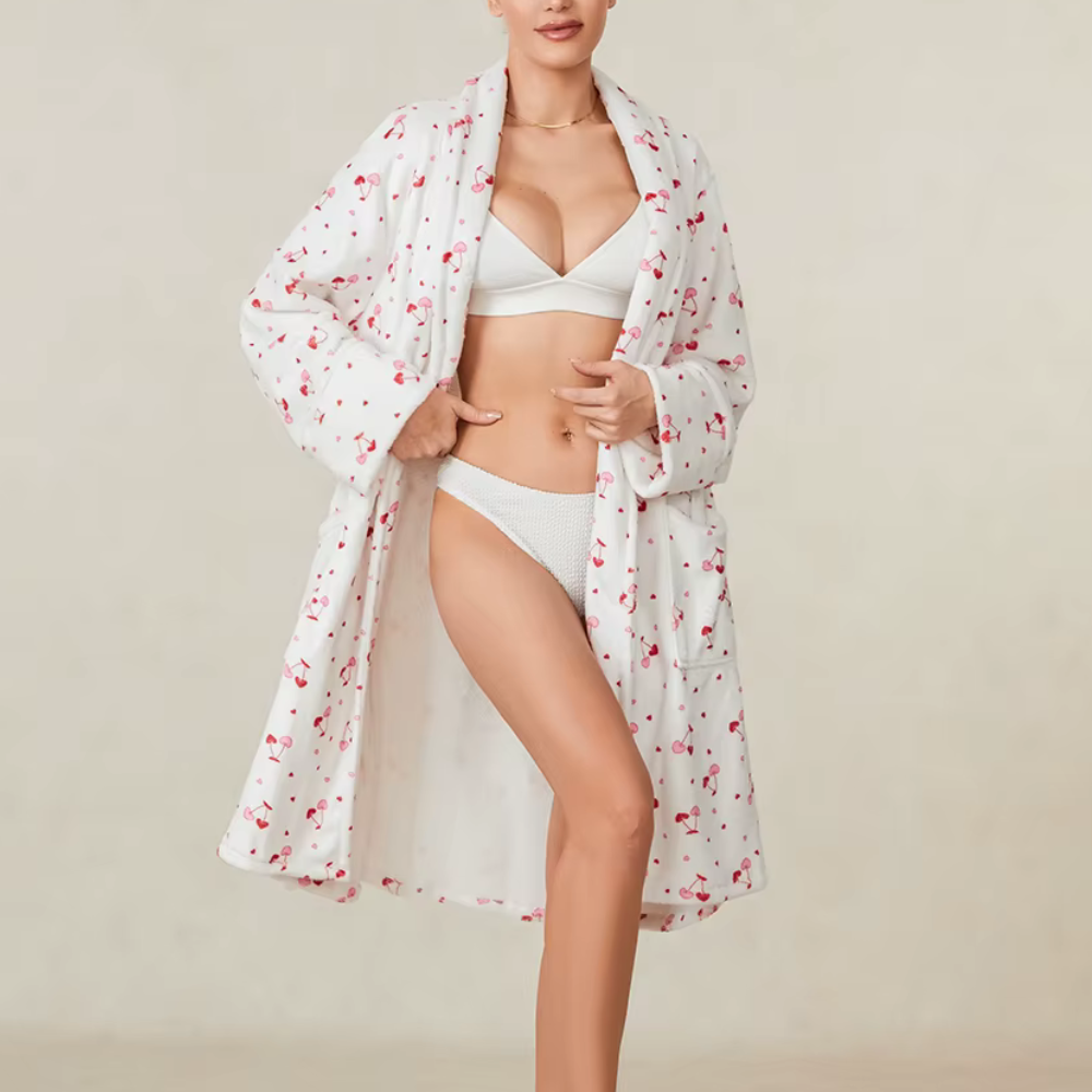 Cherry Hearts Plush Robe