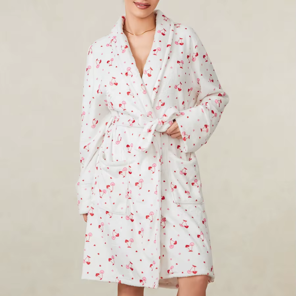 Cherry Hearts Plush Robe