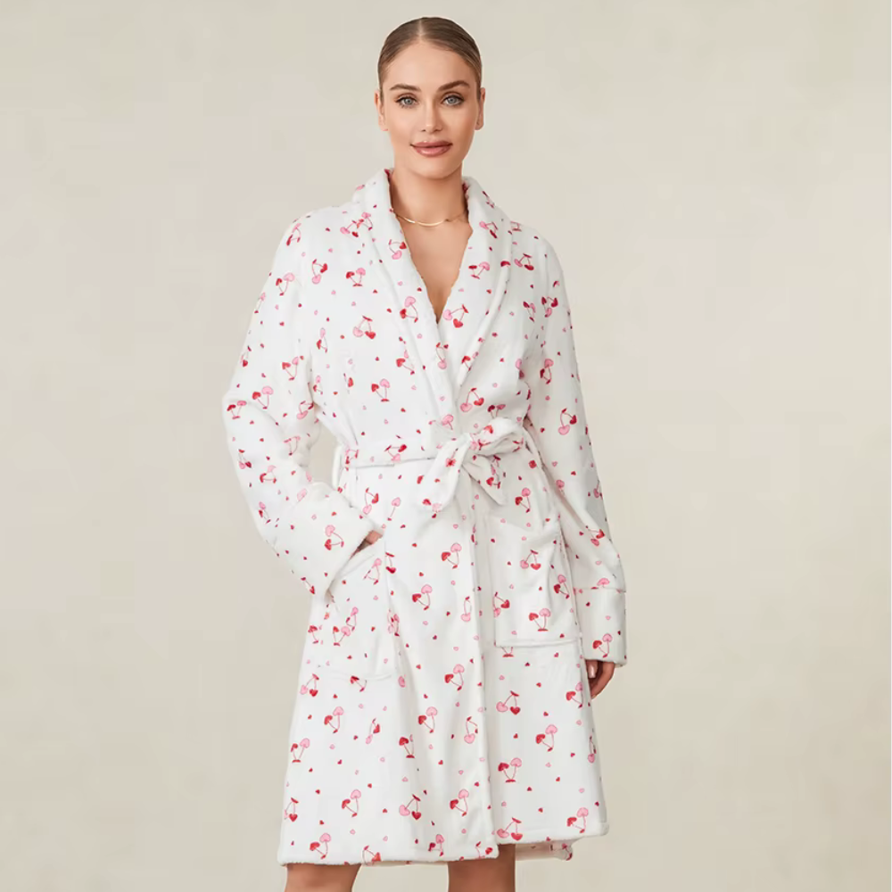 Cherry Hearts Plush Robe