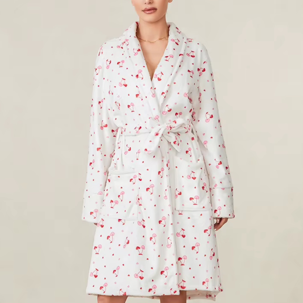 Cherry Hearts Plush Robe