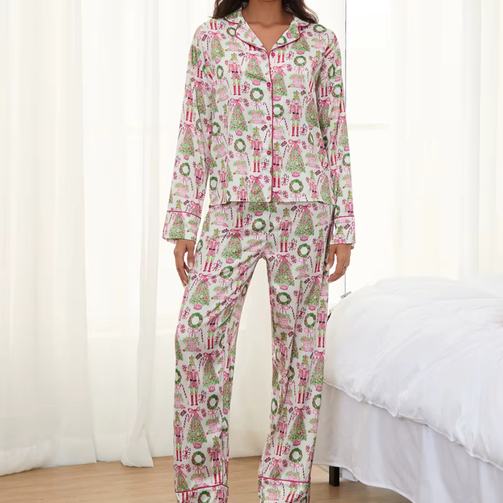 Christmas Print Long Sleeve PJ Set