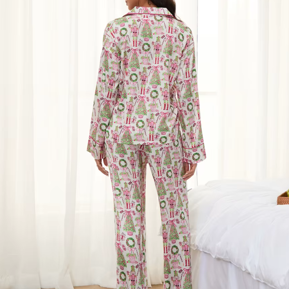 Christmas Print Long Sleeve PJ Set