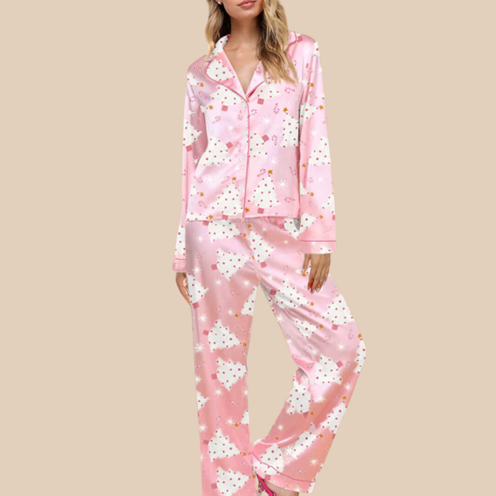 Christmas Print Long Sleeve PJ Set