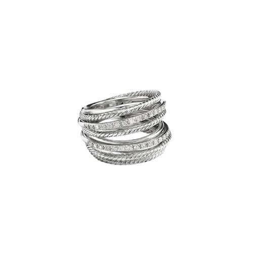 Crossover Pave Band Ring