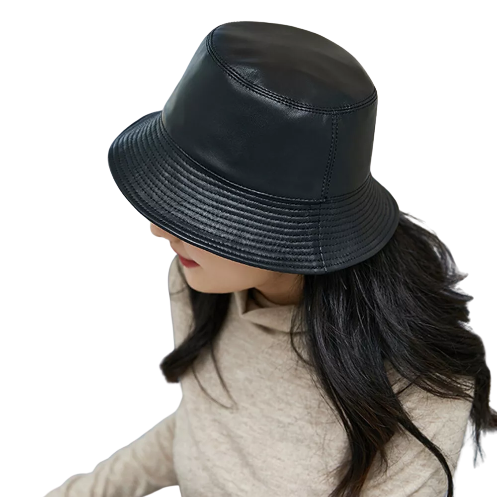 Faux Leather Bucket Hat