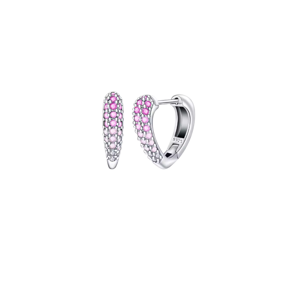 Diamond Heart Huggie Earrings