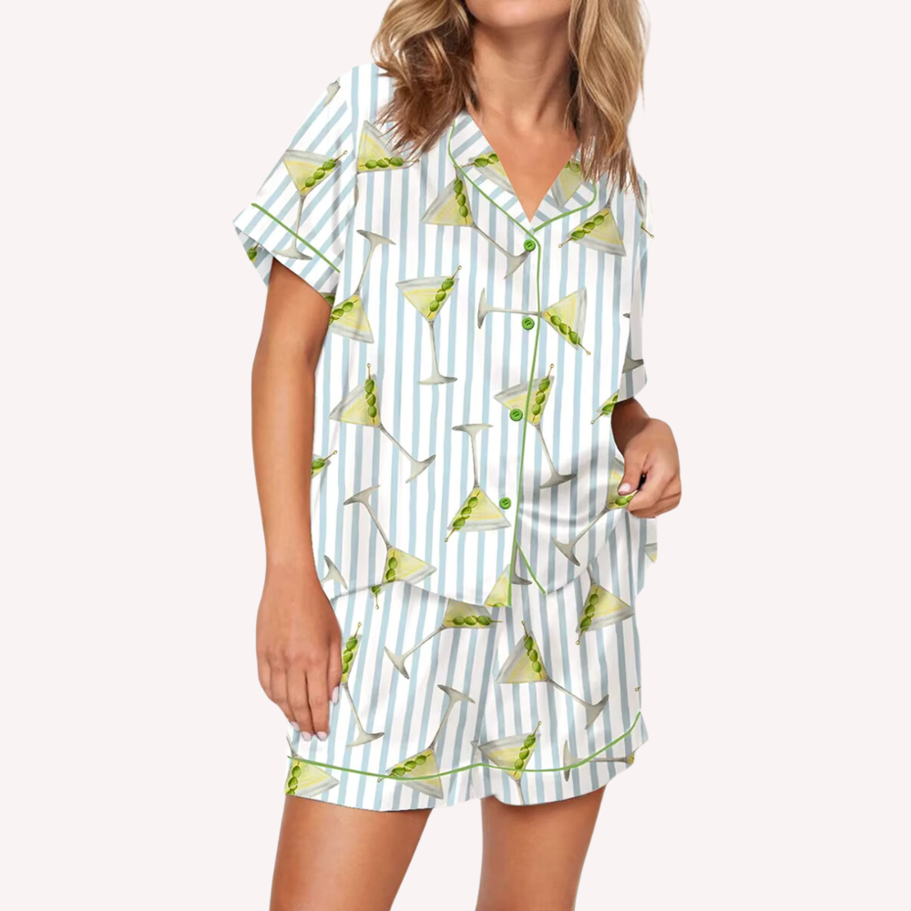 Dirty Martini Cocktail Print PJ Set