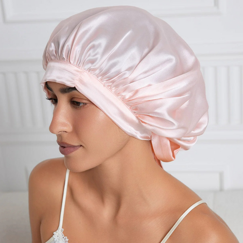 Elegant Silk Sleep Cap with Long Ribbons