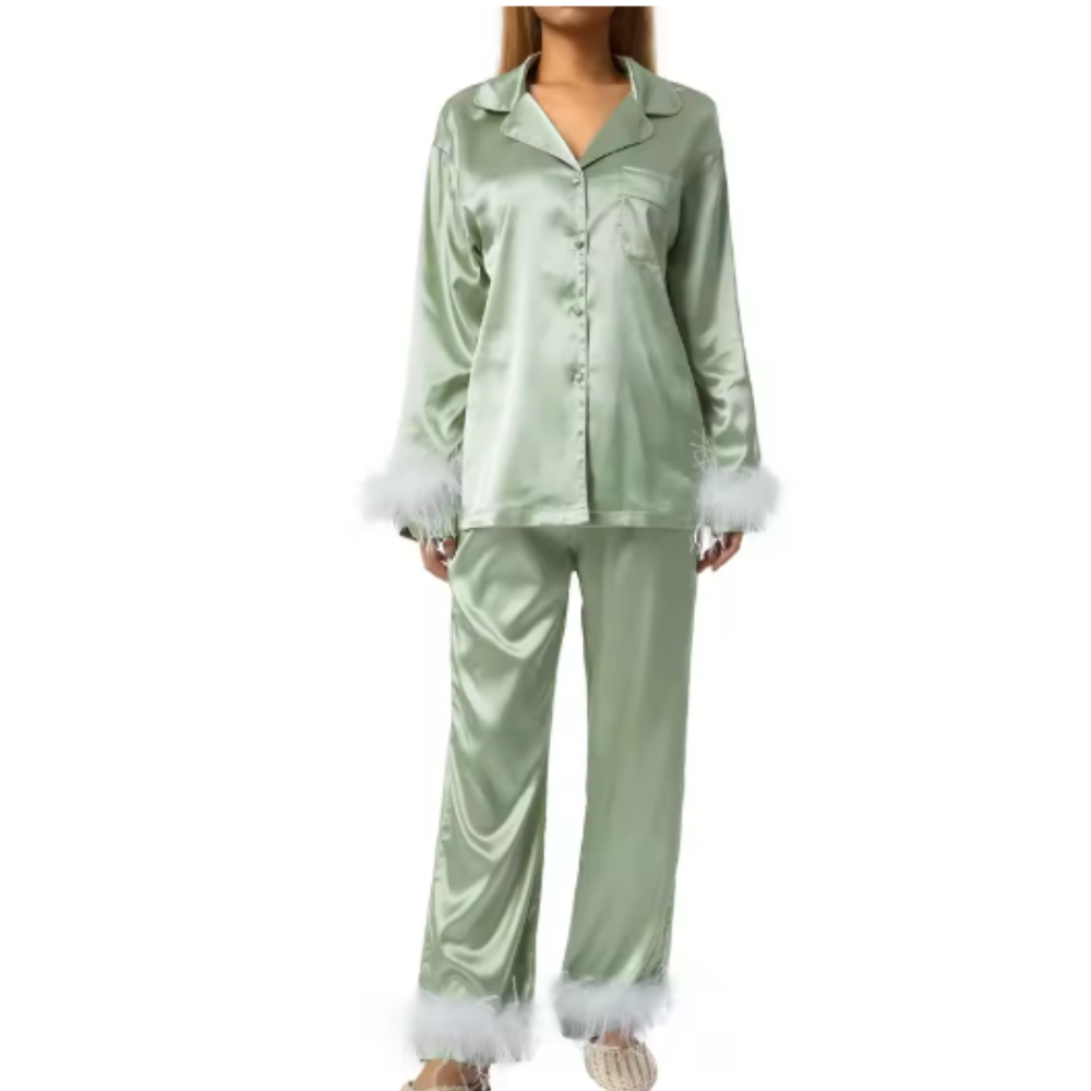 Feather Long Sleeve PJ Set