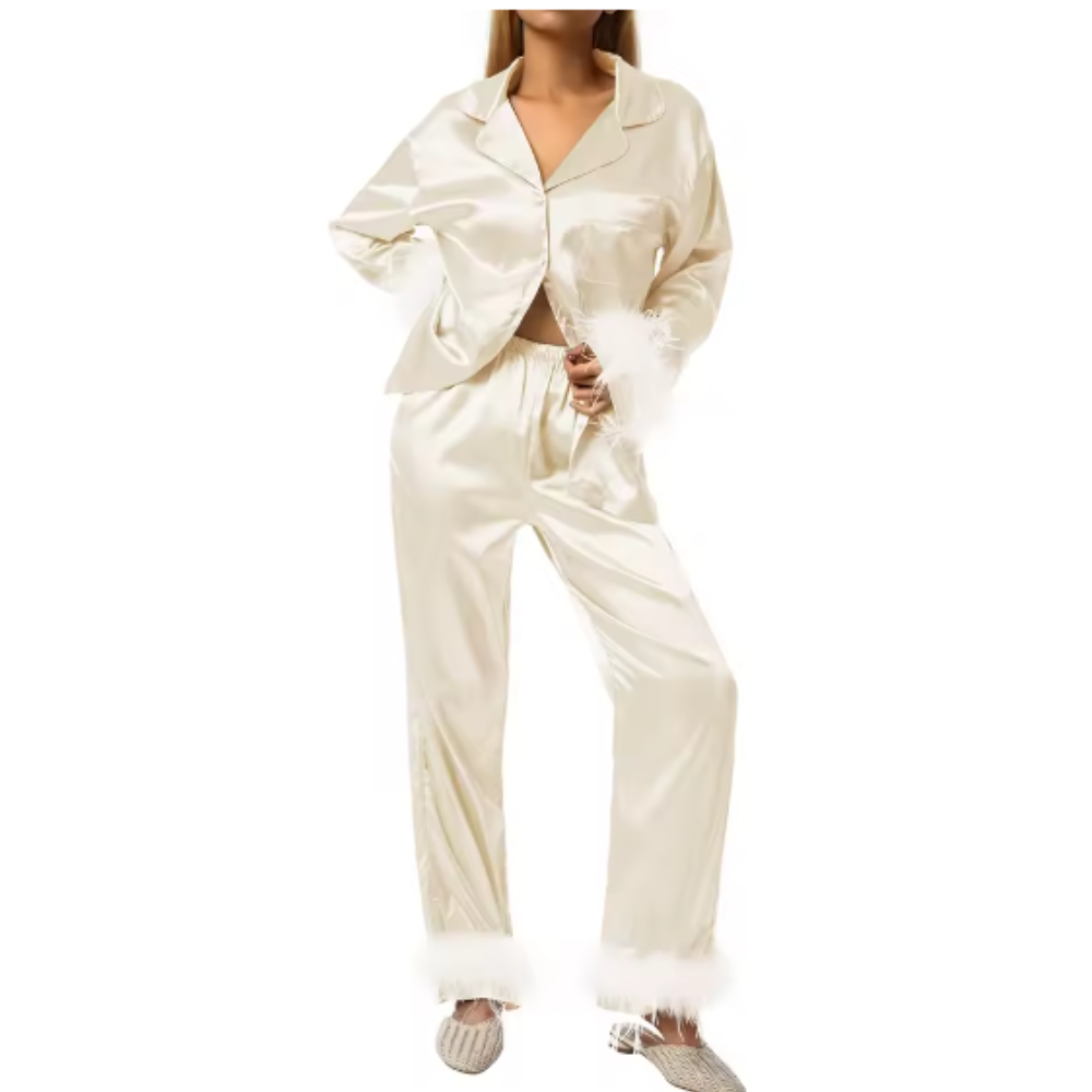 Feather Long Sleeve PJ Set