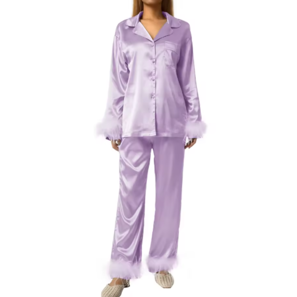 Feather Long Sleeve PJ Set