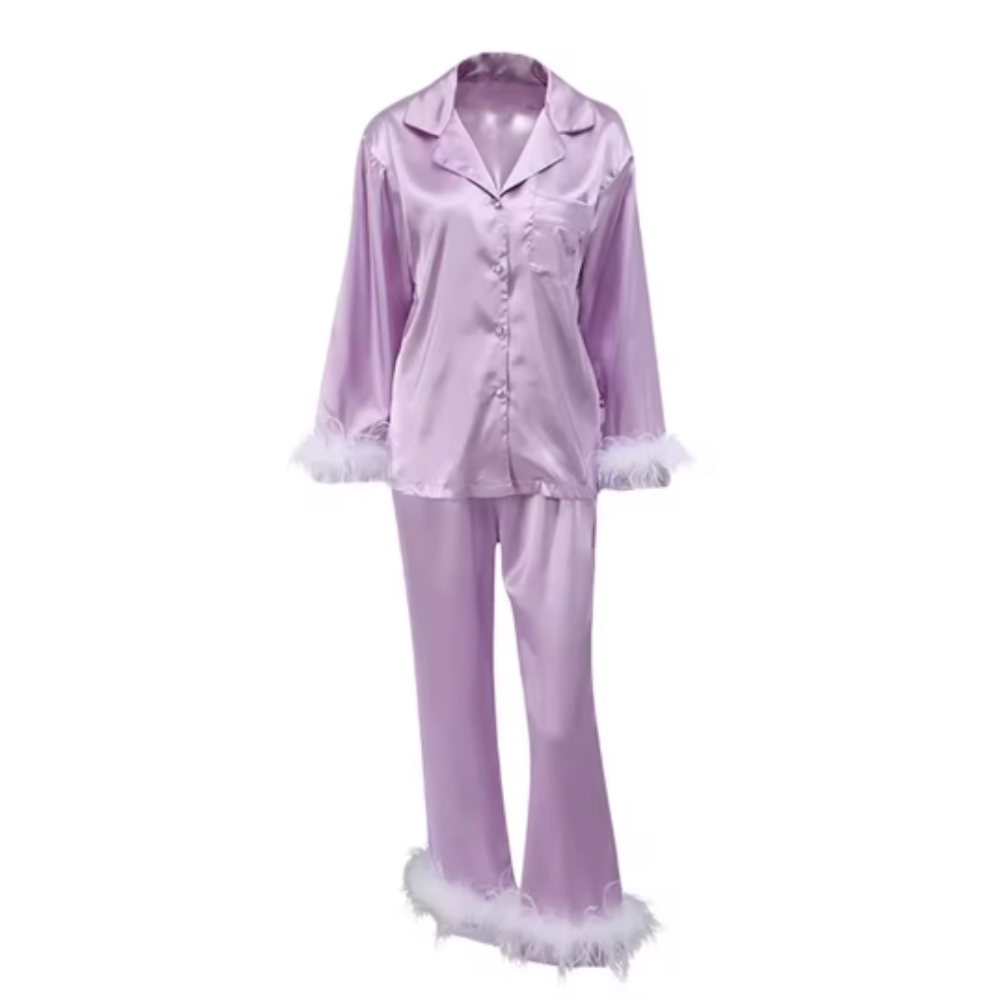 Feather Long Sleeve PJ Set