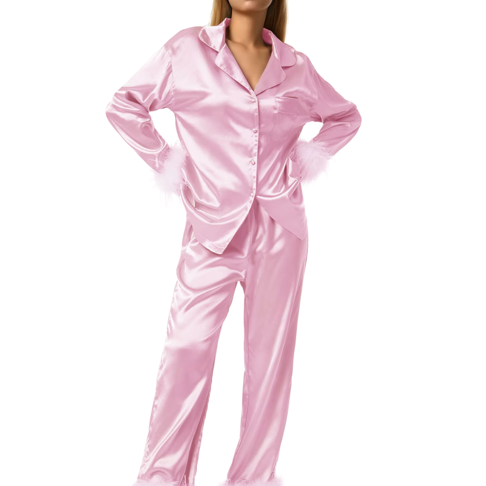 Feather Long Sleeve PJ Set