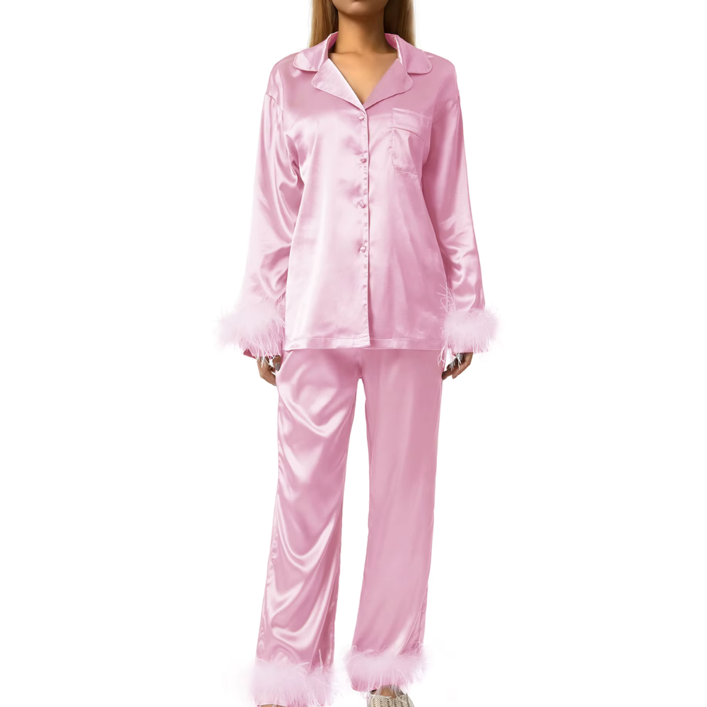 Feather Long Sleeve PJ Set