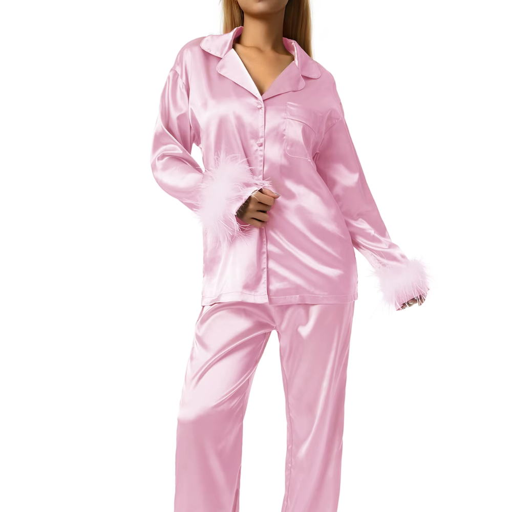 Feather Long Sleeve PJ Set