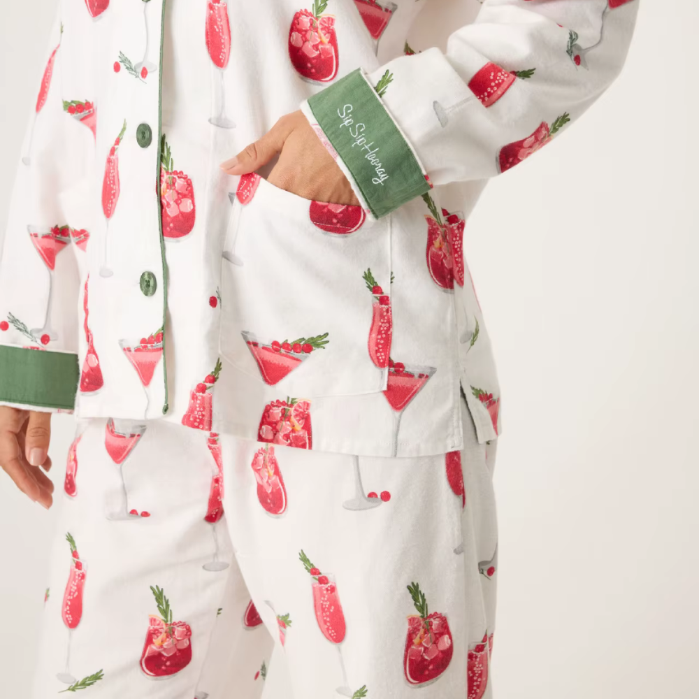 Cocktail Print Long Sleeve PJ Set