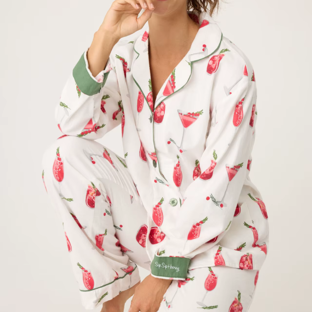 Cocktail Print Long Sleeve PJ Set