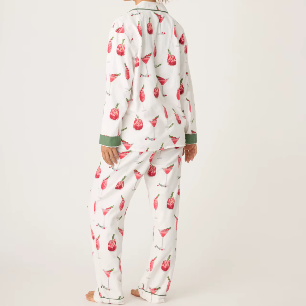 Cocktail Print Long Sleeve PJ Set