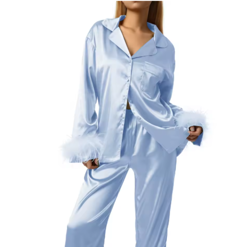 Feather Long Sleeve PJ Set