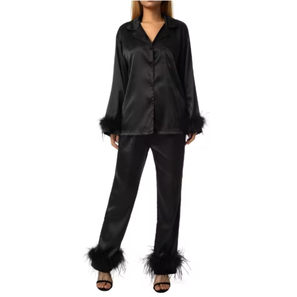 Feather Long Sleeve PJ Set