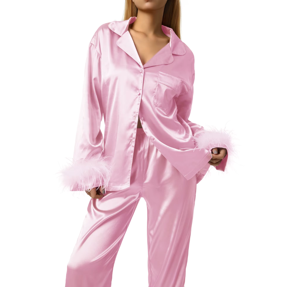 Feather Long Sleeve PJ Set