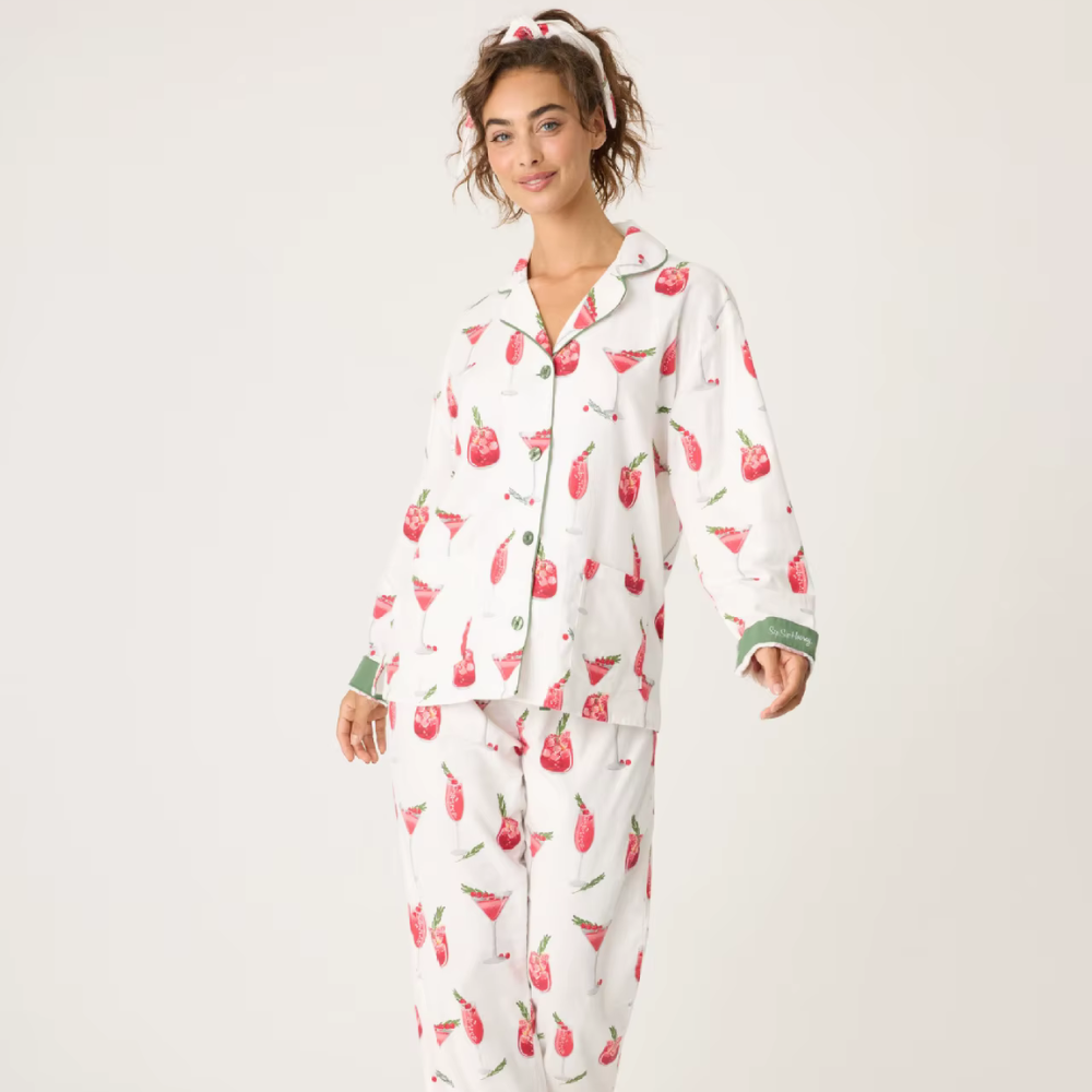 Cocktail Print Long Sleeve PJ Set