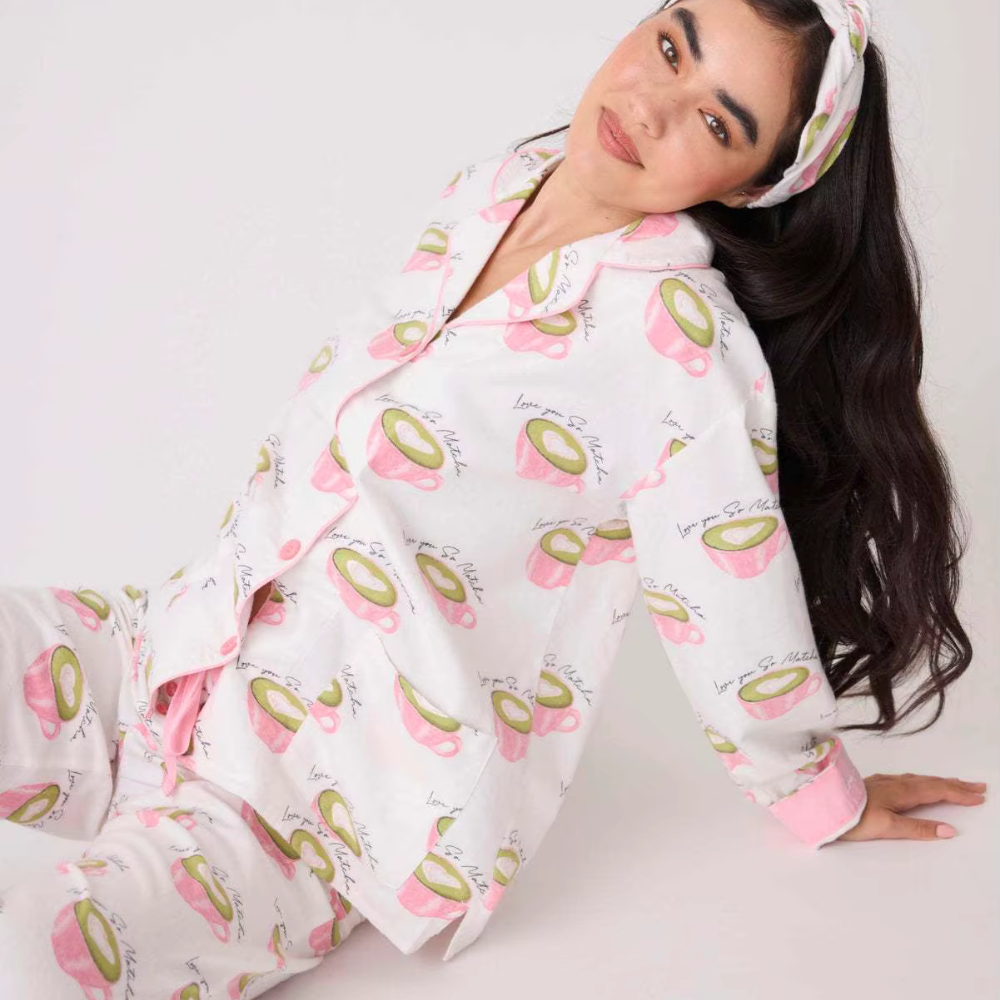 Matcha Print Long Sleeve PJ Set