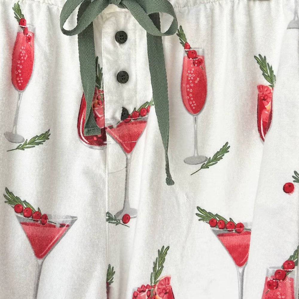 Cocktail Print Long Sleeve PJ Set