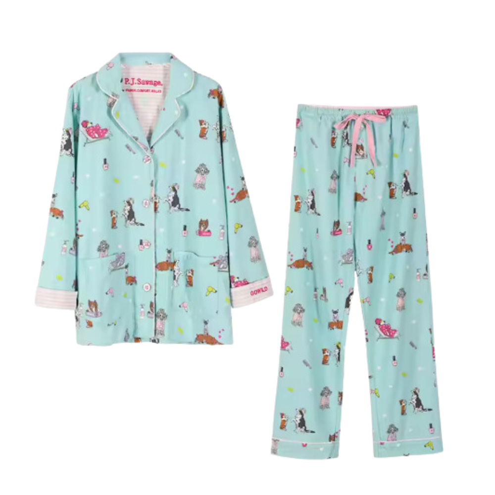 Dog Print Long Sleeve PJ Set