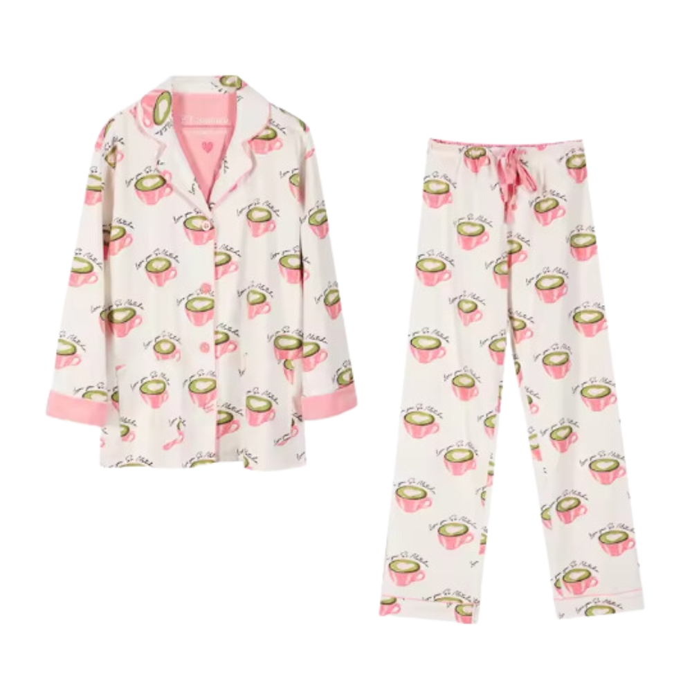 Matcha Print Long Sleeve PJ Set