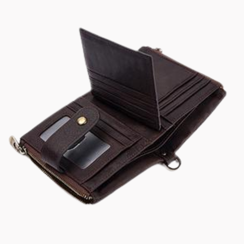 Genuine Leather Anti-theft Retro Wallet With Chain