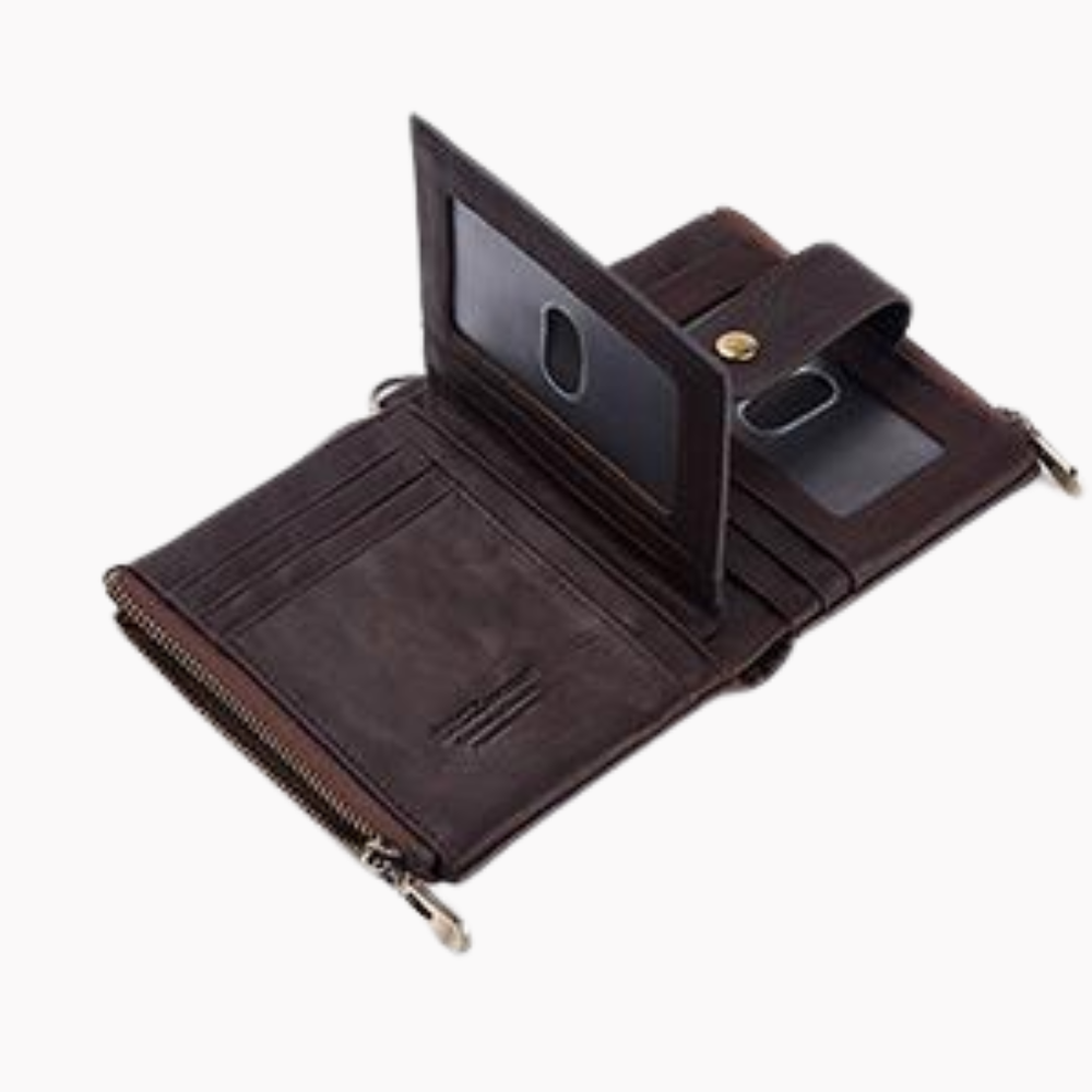 Genuine Leather Anti-theft Retro Wallet With Chain