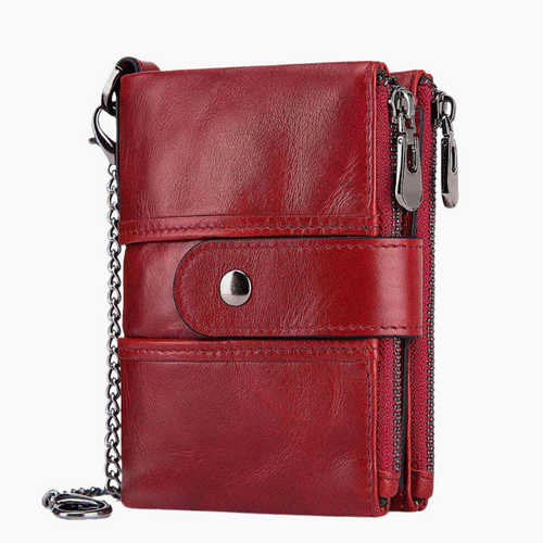 Genuine Leather Anti-theft Retro Wallet With Chain