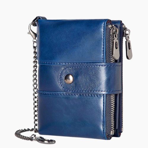 Genuine Leather Anti-theft Retro Wallet With Chain