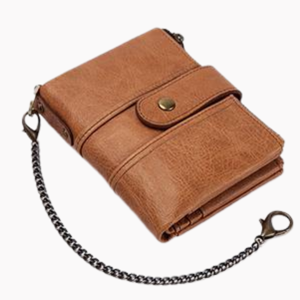 Genuine Leather Anti-theft Retro Wallet With Chain